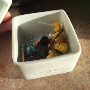 Somehow, finding Legos in the sugar dish seems completely reasonable. 